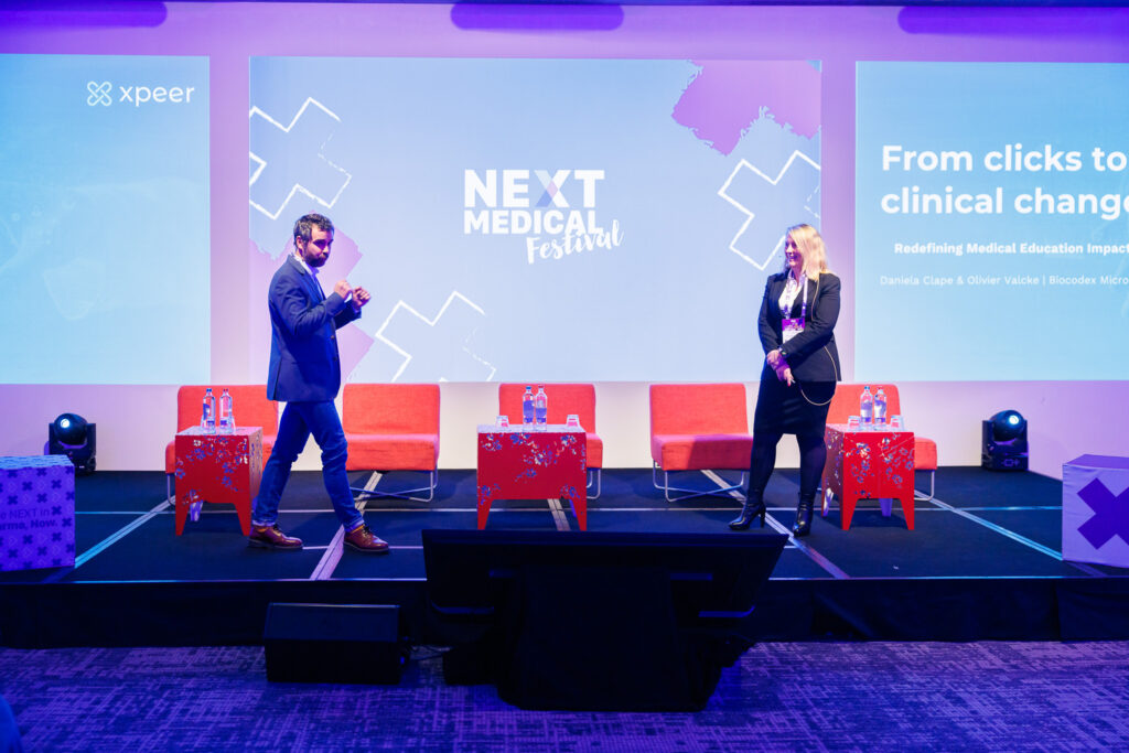Olivier and Daniela on stage at the Next Medical Festival