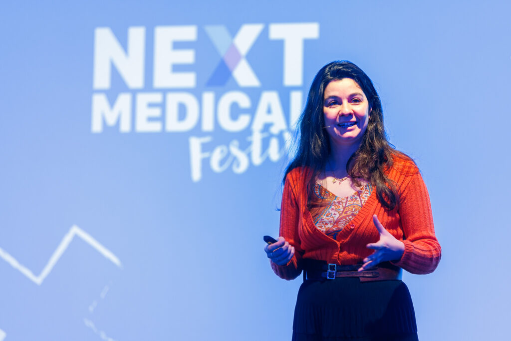 Charlotte Hubault on the stage at Next Medical Festival