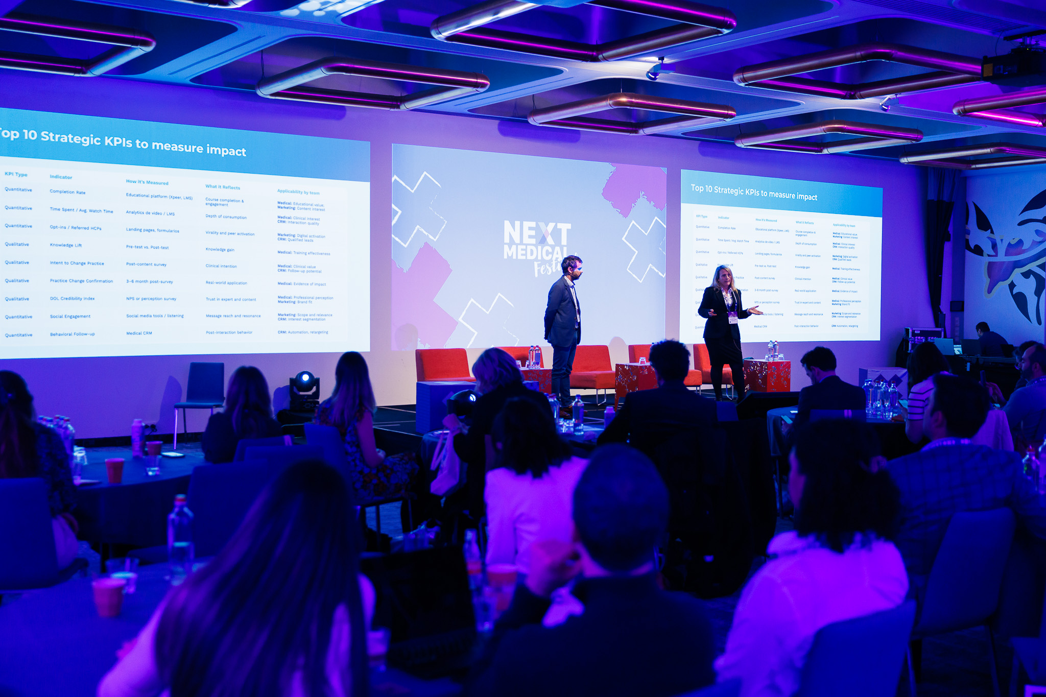 Daniela Clape and Olivier Valcke on stage at Next Medical Festival 2026